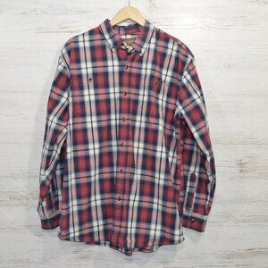 C E Schmidt Red White & Blue Plaid Shirt Large